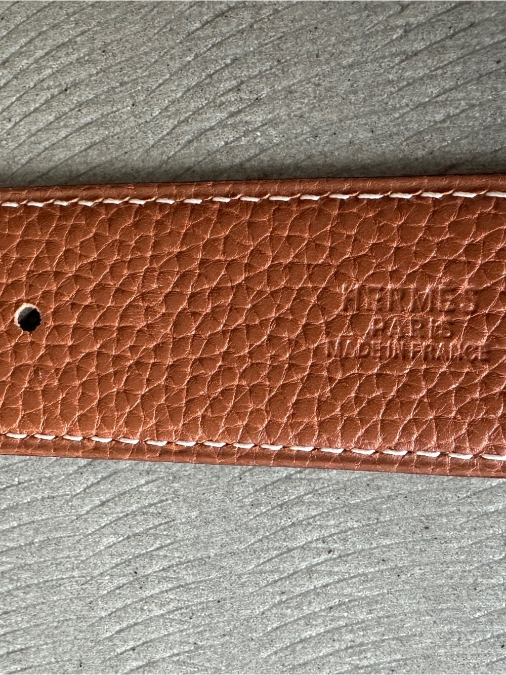 Hermes SILVER Buckle H Belt Black Black Tan Leather Strap 32 mm Width Size 95 Cm - Picture 11 of 16